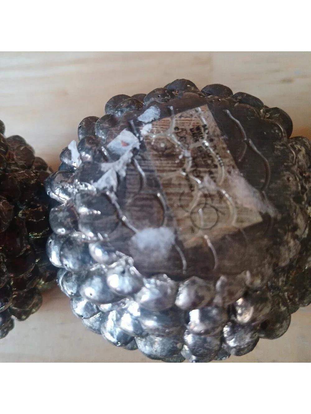 Metal Silver Plate Set Pair PineCone Taper Candle Holders Fall Christmas Decor